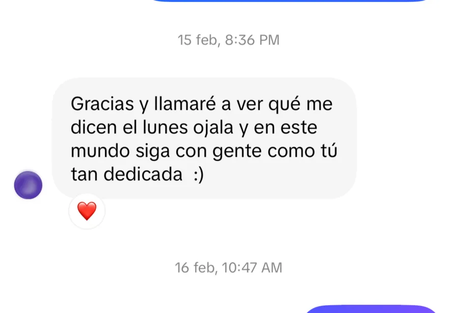 Mensaje de agradecimiento por la ayuda recibida