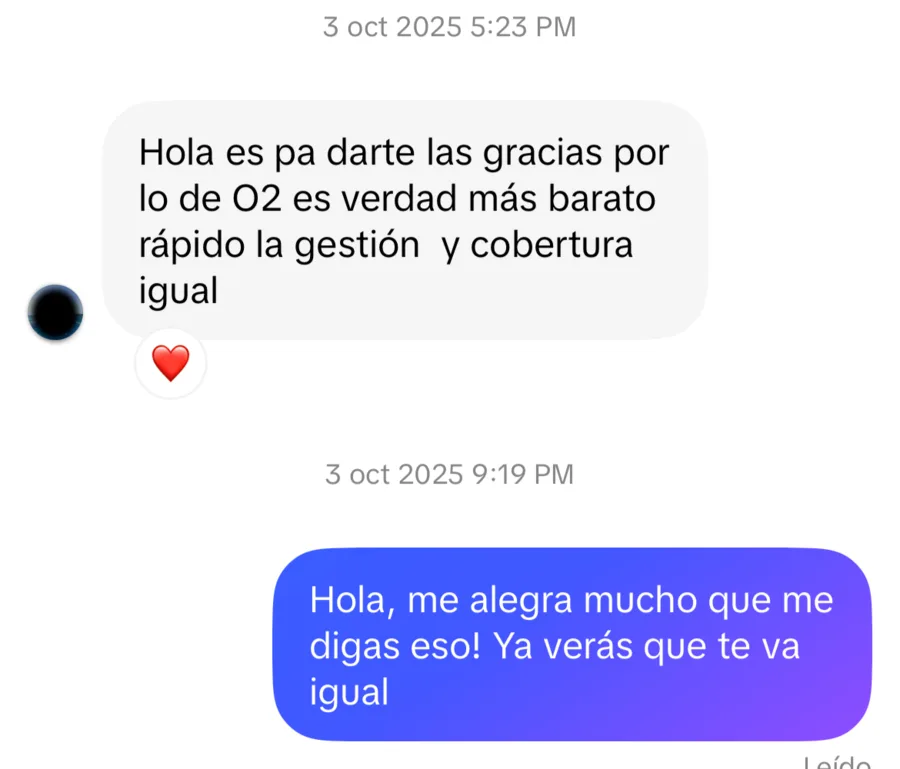 Mensaje sobre el ahorro y la cobertura tras cambiar de operador